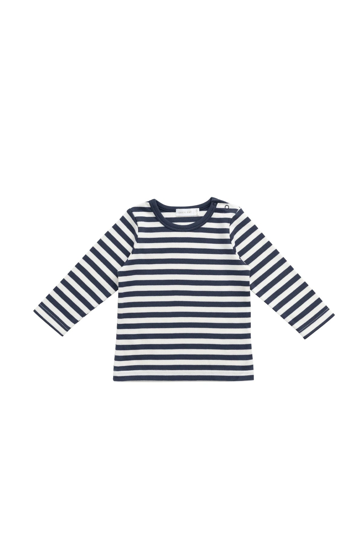 Pima Cotton Vinny Long Sleeve Top - Essential Stripe Charter/Cloud
