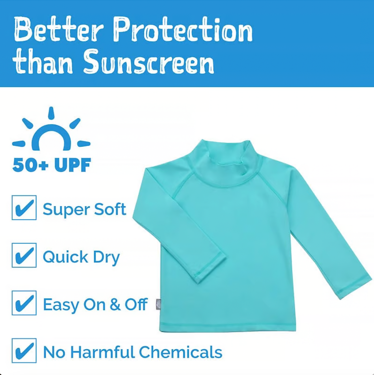 Kids UV Rashguard Top | Lagoon