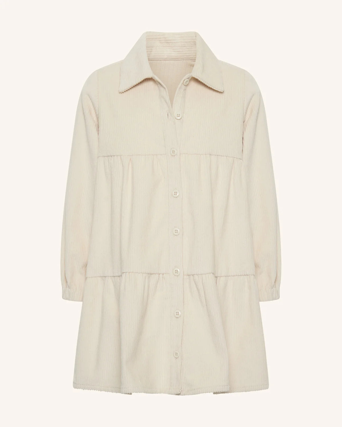 Corduroy Tiered Dress - Cream