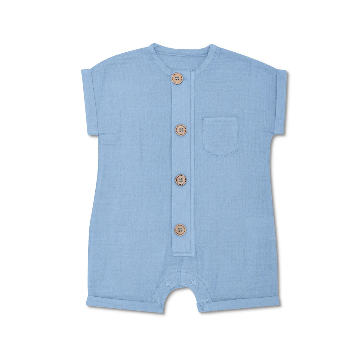 Muslin Short Sleeve Romper - Blue
