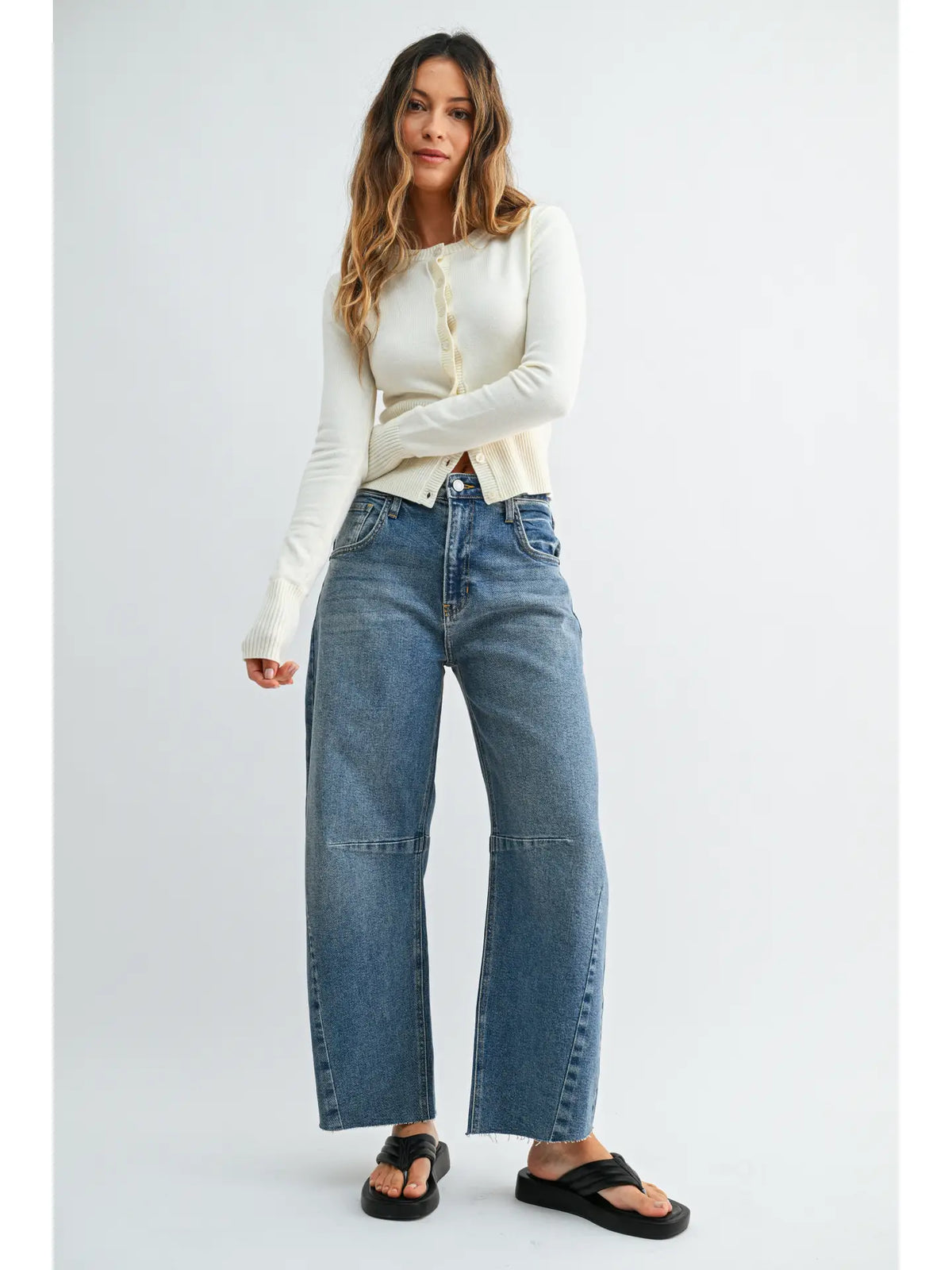 Barrel Jean w/ Seams - Medium Denim