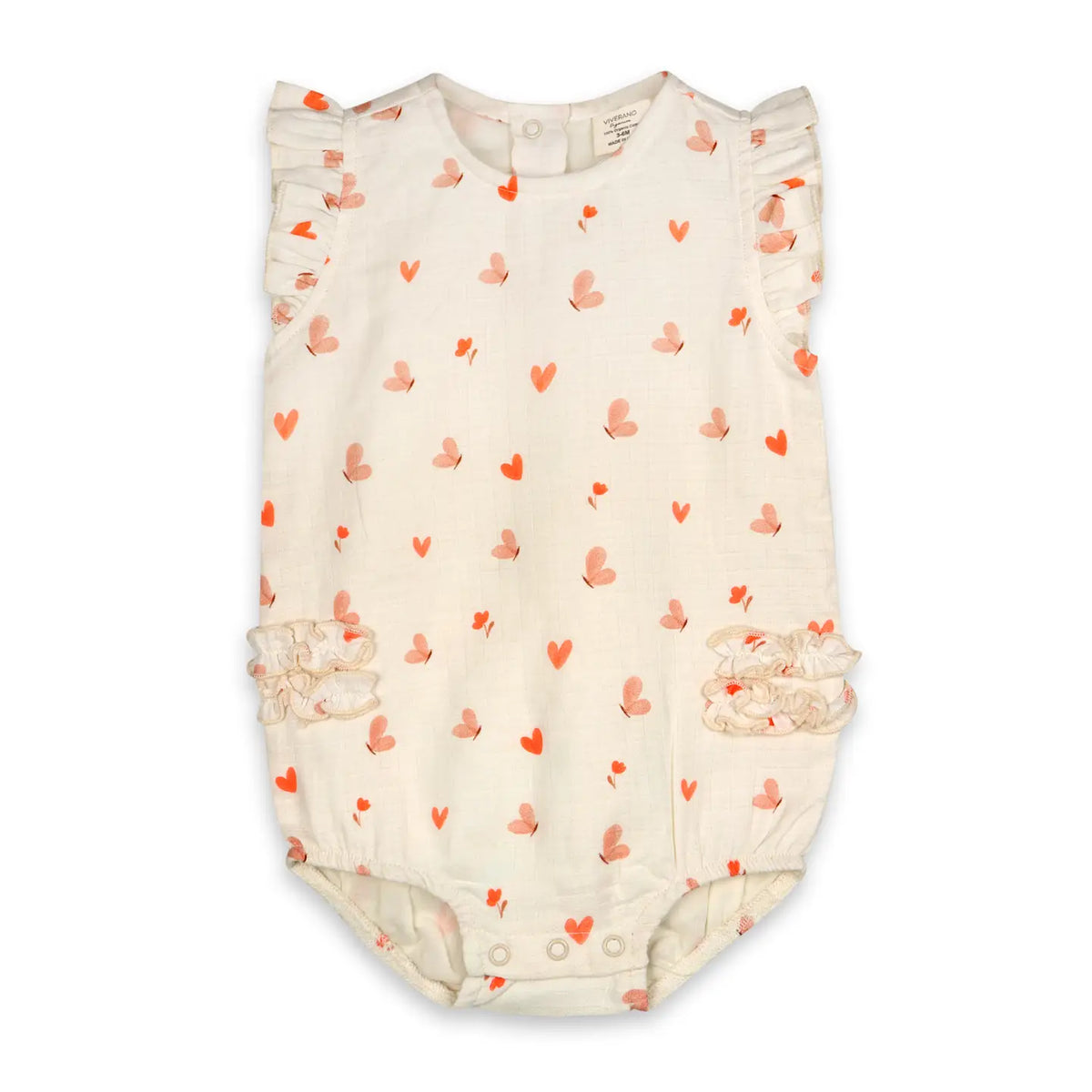 Butterfly Love Side Ruffle Baby Romper (Organic Muslin)