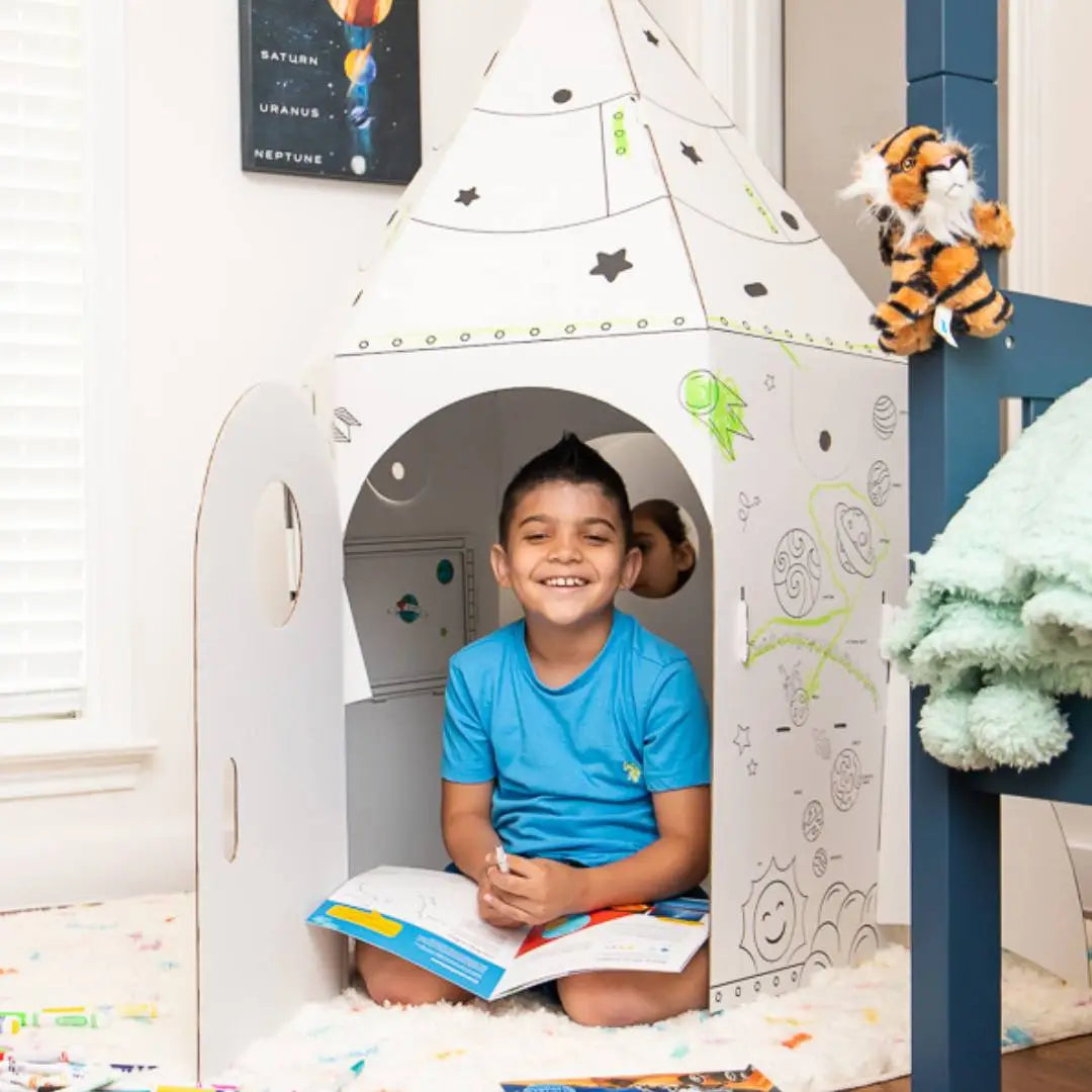 The Rocket Box Coloring Cardboard Playhouse Toy for Kids