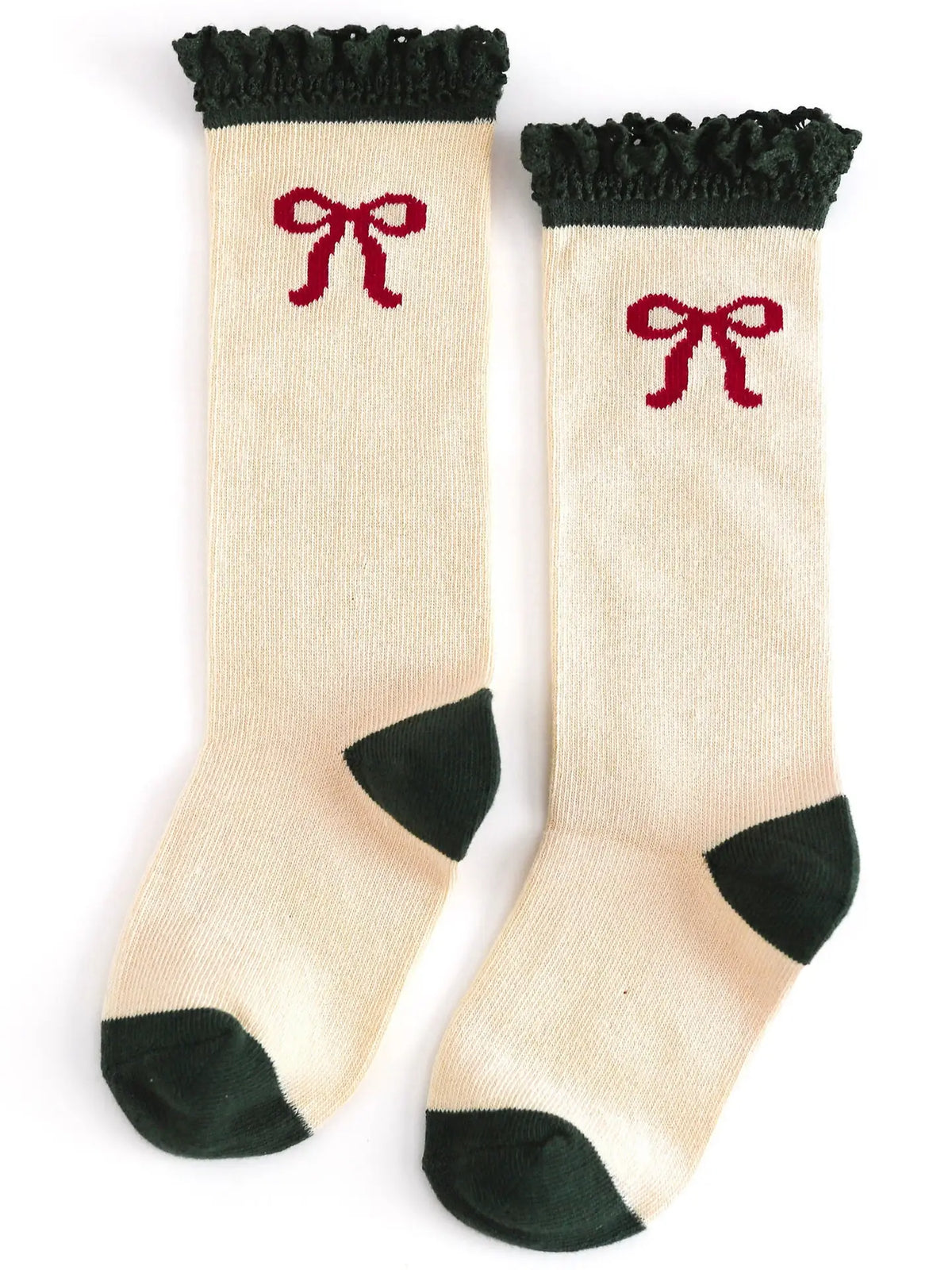 Vanilla Bow Lace Top Knee High Socks