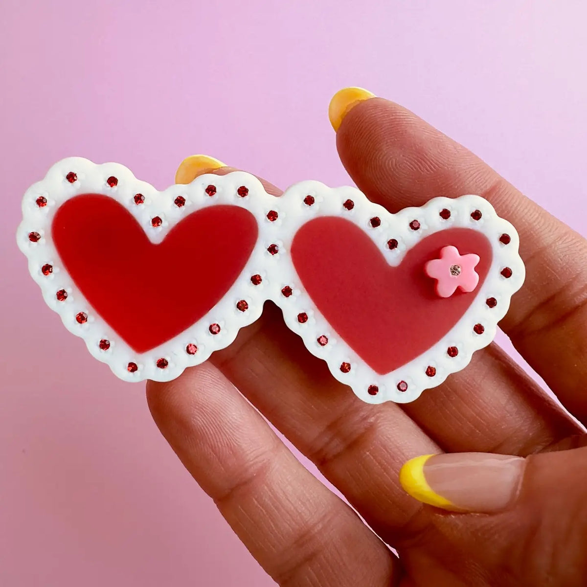 Valetines Laced Hearts Hair Alligator Clip