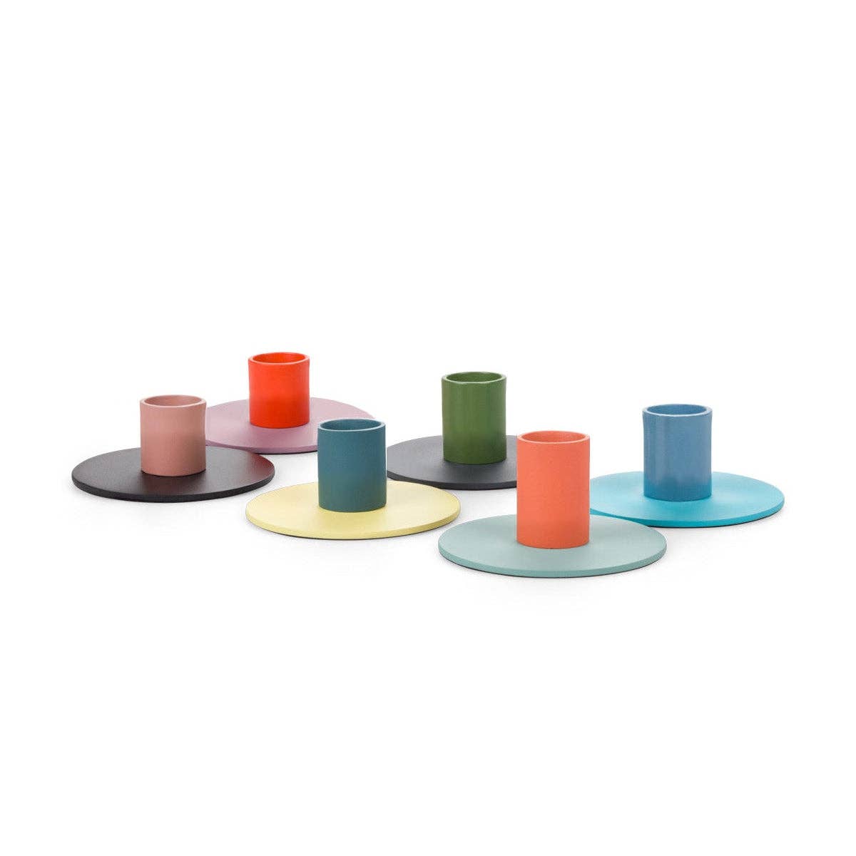 Small Two-Tone Metal Candleholders - Several Colors