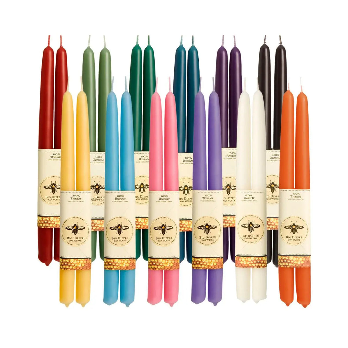 100% Pure Beeswax Tapers - Several Colors