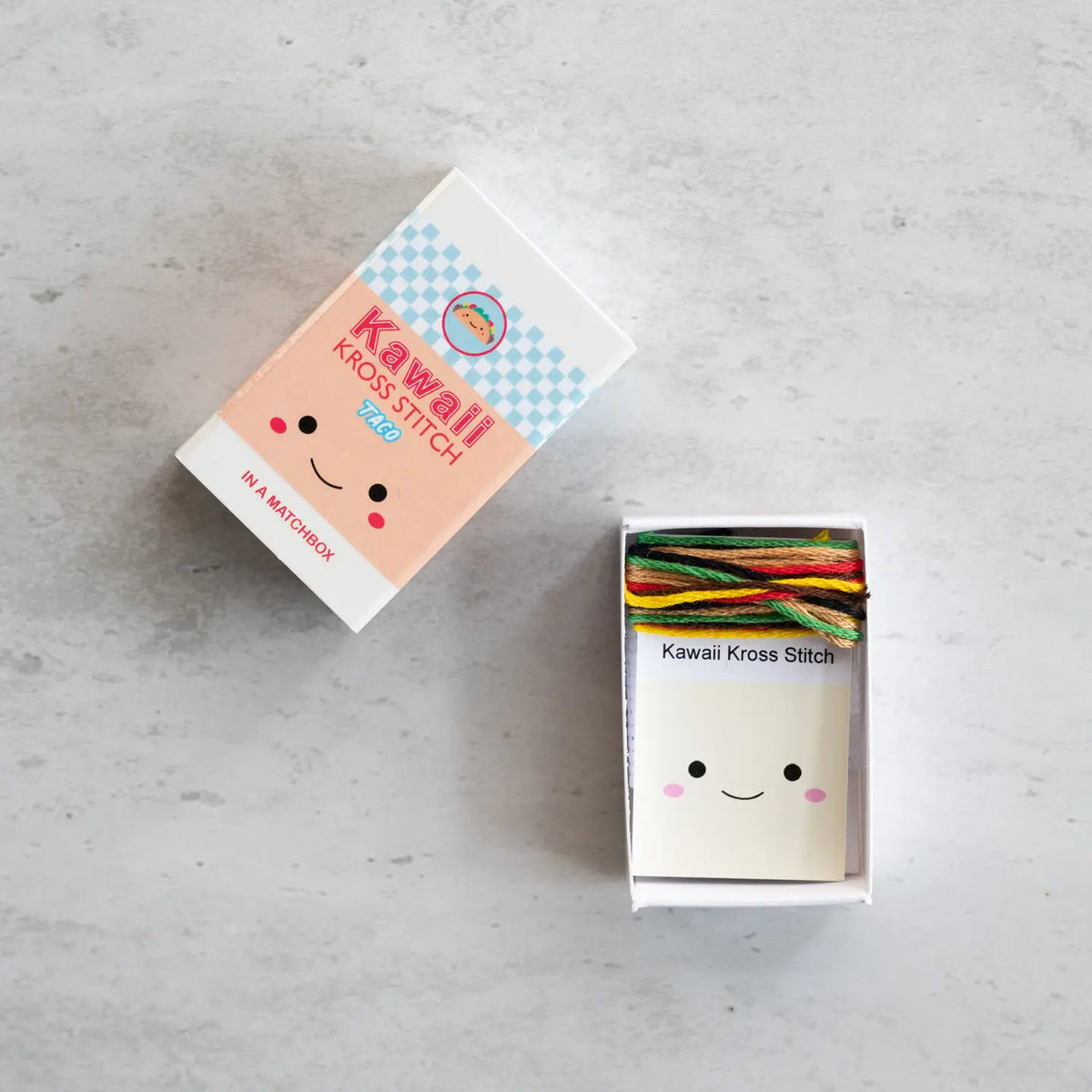 Kawaii Taco Mini Cross Stitch Kit in A Matchbox
