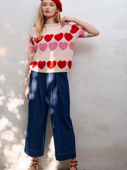 Colorblock Heart Sweater