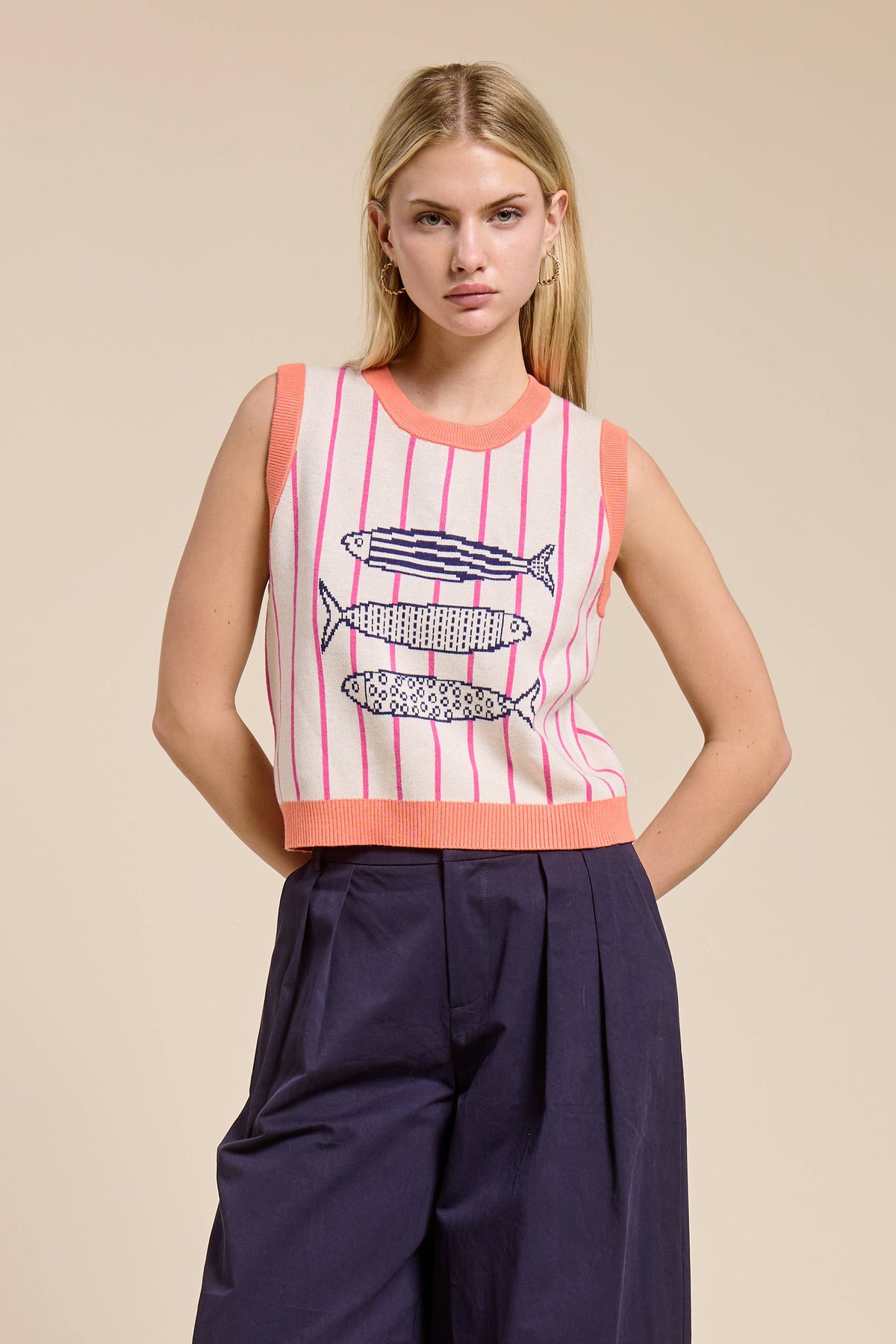 Candy Coral Marine Sweater Vest