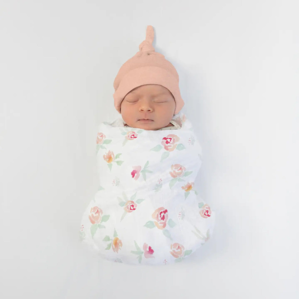 Watercolor Peachy Pink Floral Muslin Swaddle Blanket