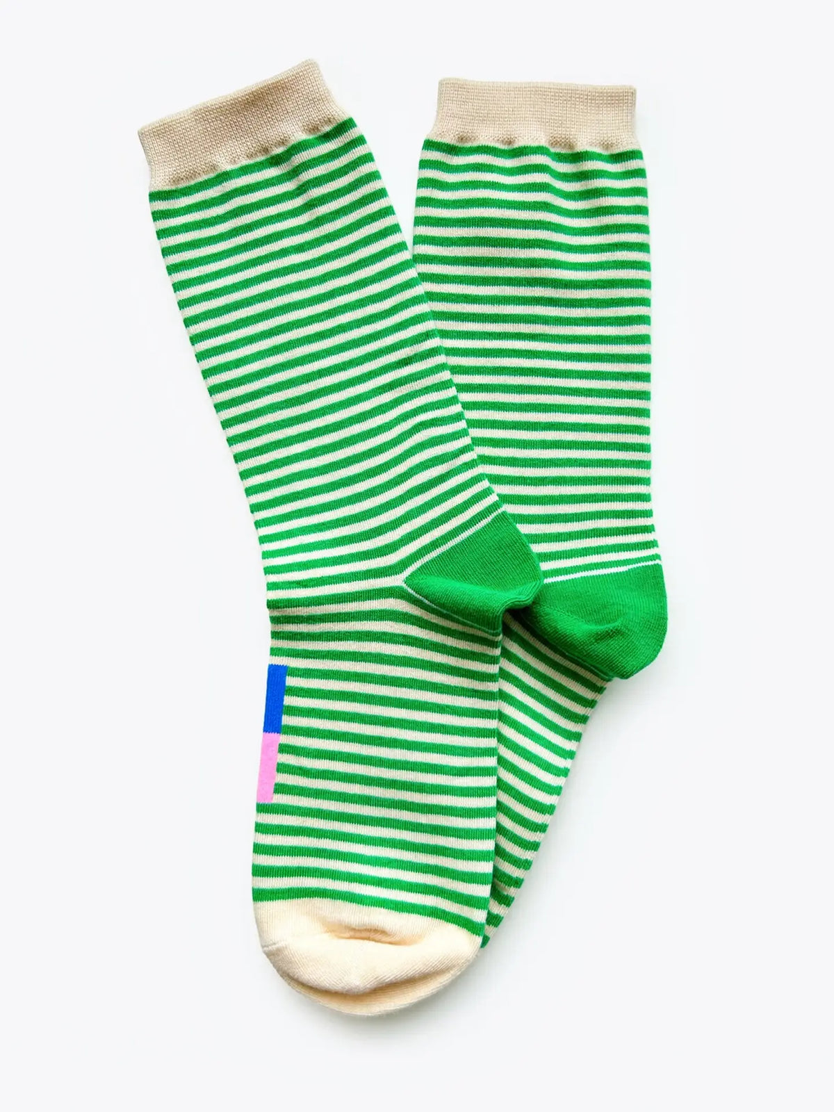 Cole Thin Stripe Crew Socks — Fern