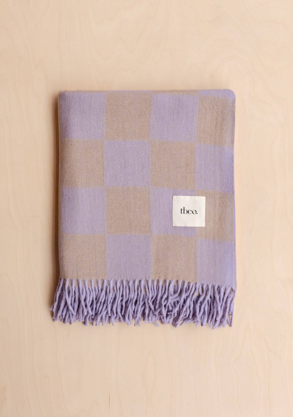 Recycled Wool Blanket in Lilac & Coffee Checkerboard