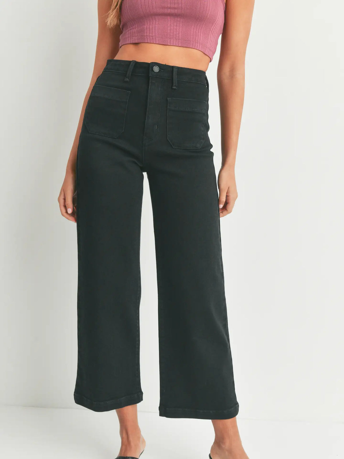 Patch Pocket Wide Leg - Black