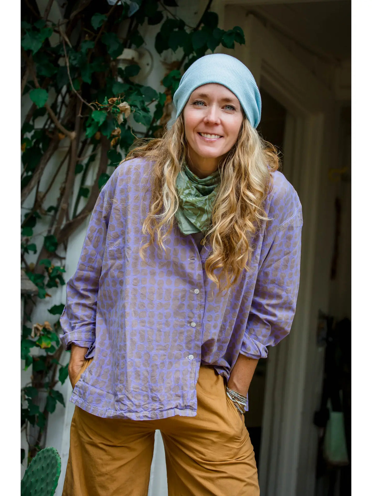 Lavender Boyfriend Shirt-Messy Dot