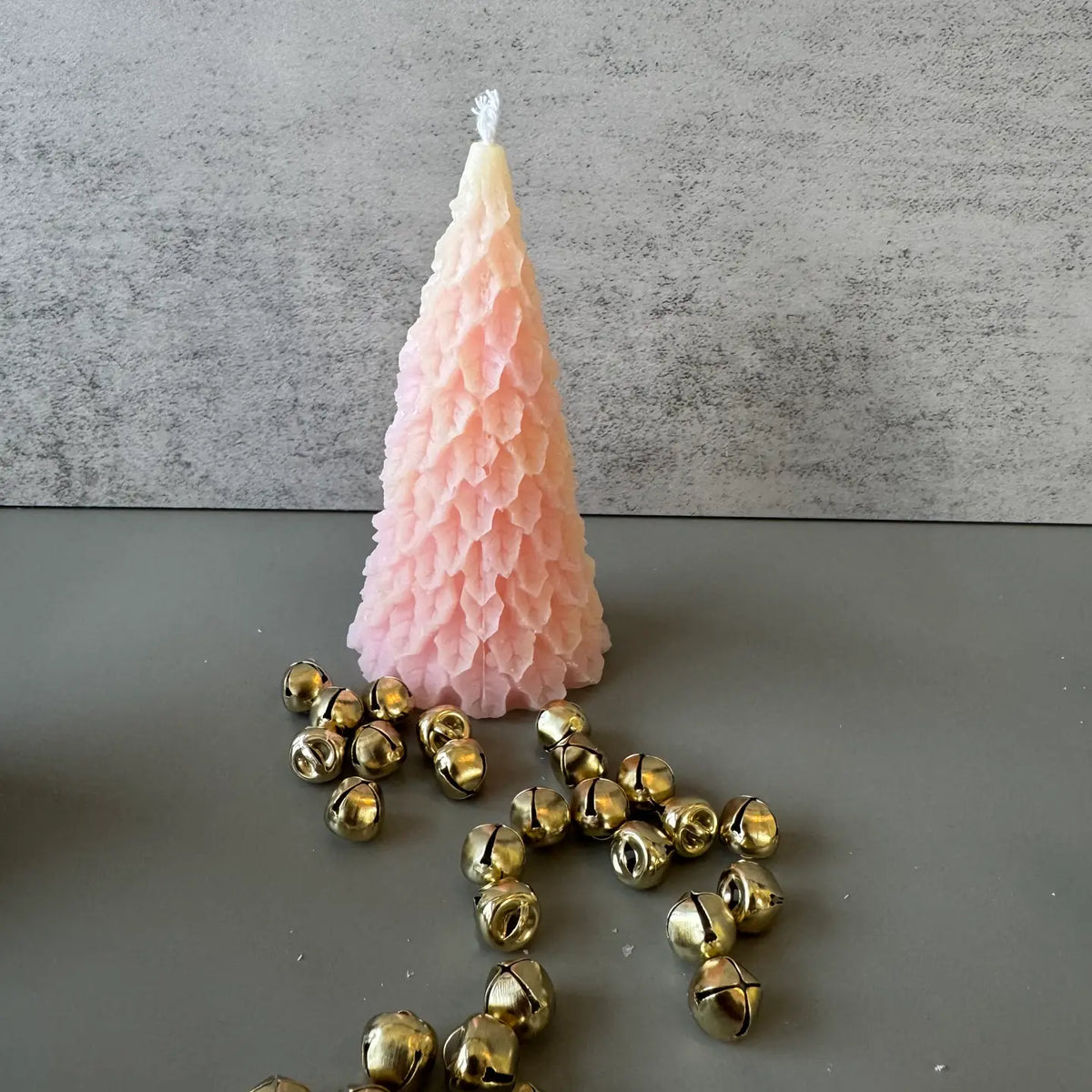 Frosty Retro Style Holiday Tree Candle - Pale Pink