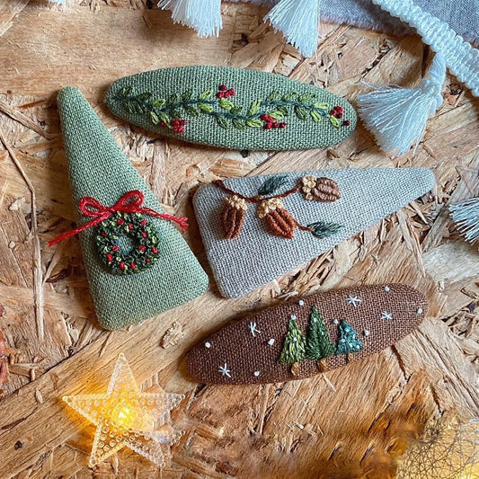 Embroidered Holiday Hair Barrettes - Several Styles