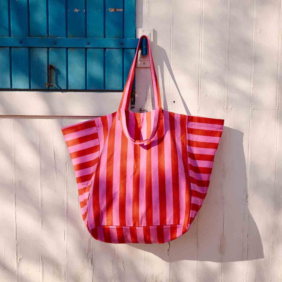 Elisa Tote Bag - Stripes Orchid/Tomato