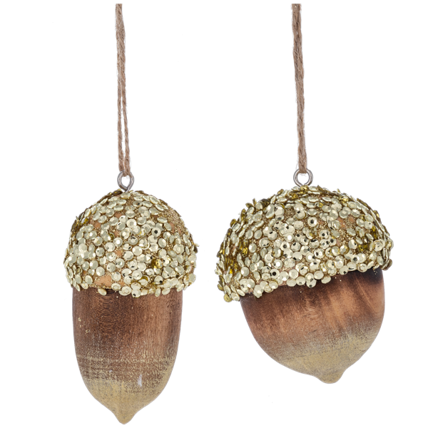 Glitter Acorn Ornament - Two Sizes