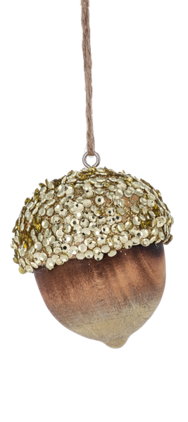 Glitter Acorn Ornament - Two Sizes