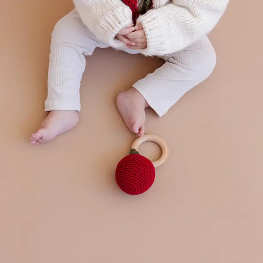 Teether Apple Cotton Crochet Rattle