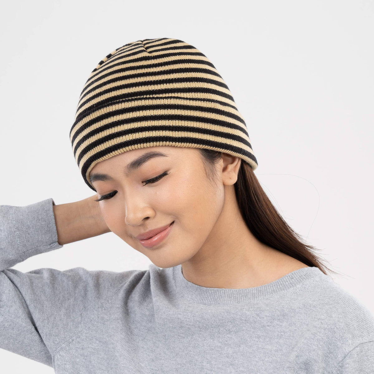 Simple Stripe Knit Beanie - Three Colors