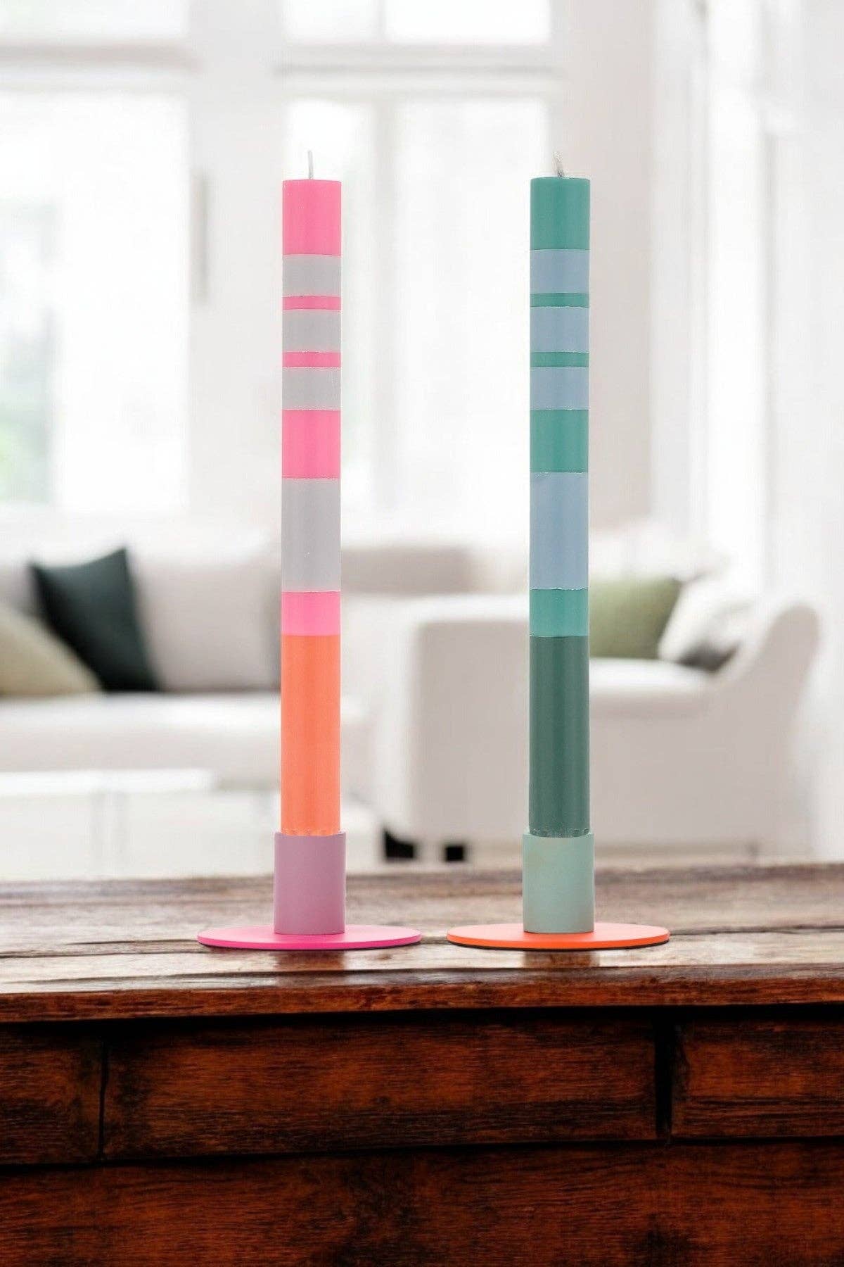 Small Two-Tone Metal Candleholders - Several Colors