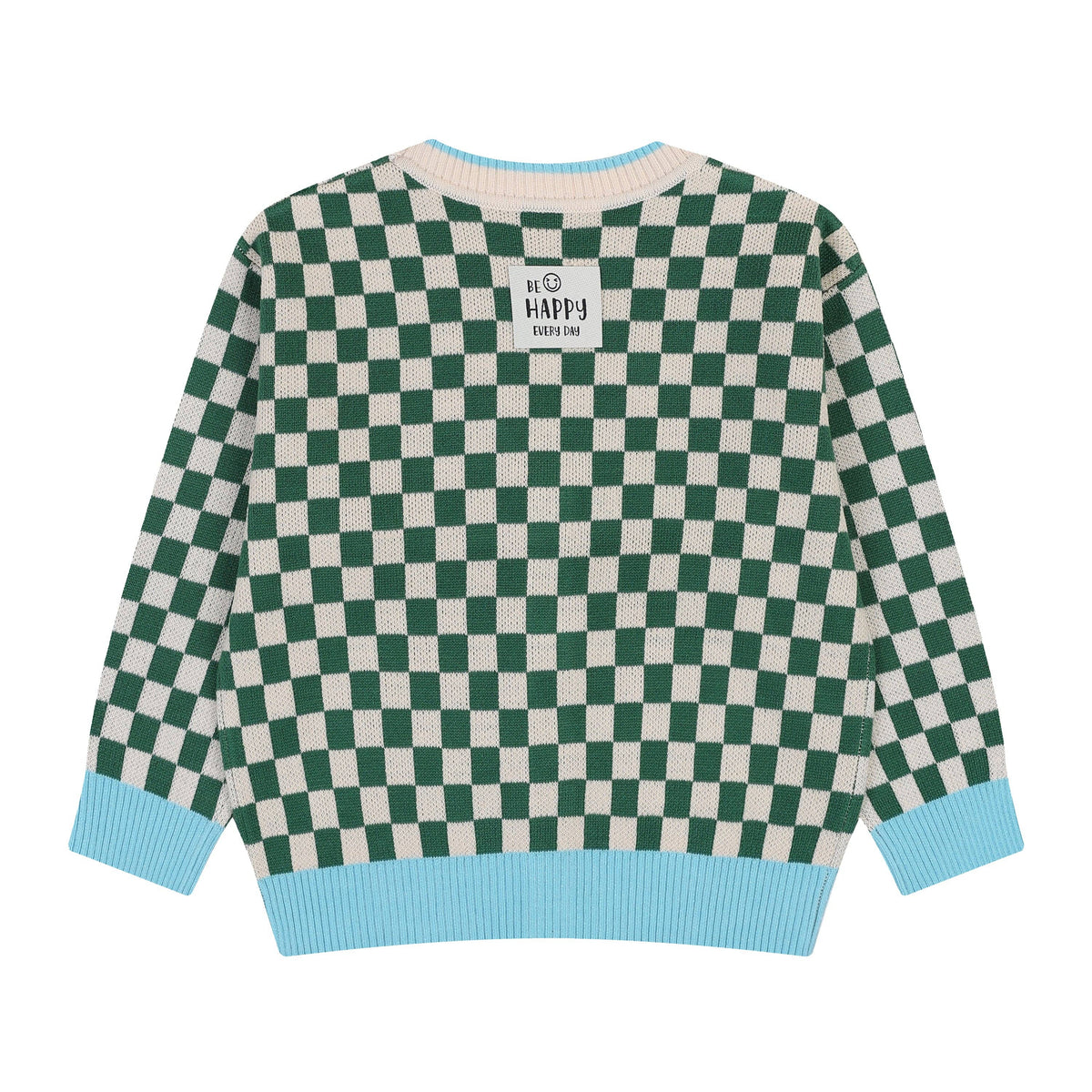 Colorblock Checkered Jacquard Cardigan