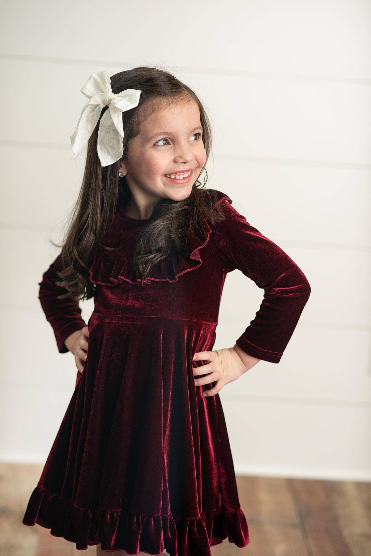 Kids Velvet Ruffle Winter Dress