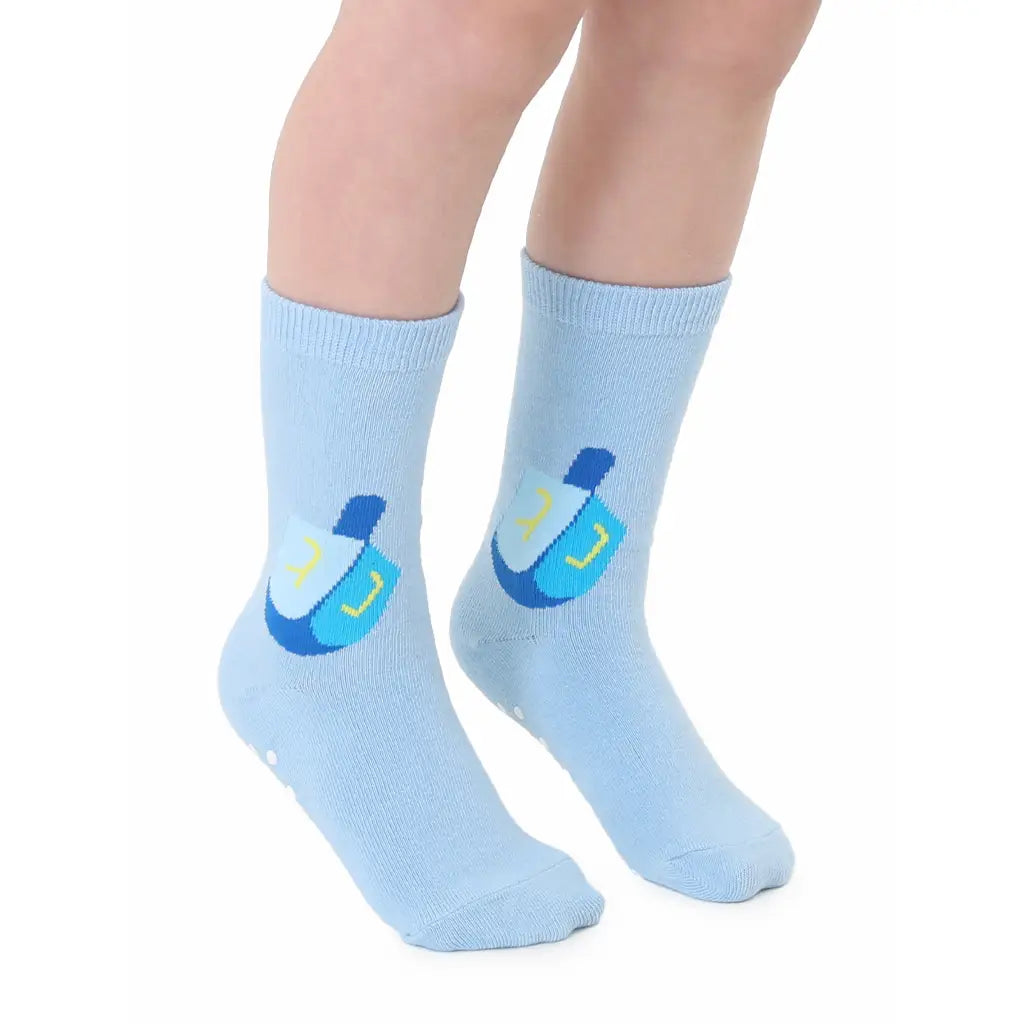 3D Packaged Crew Socks - Kids - Hanukkah - Dreidel - Blue