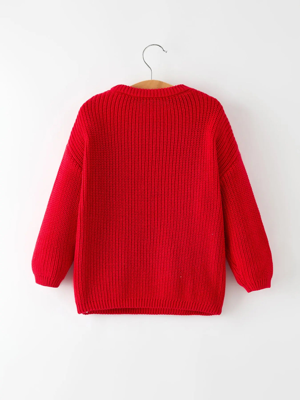 Red Knit Sweater "Love" Embroidery