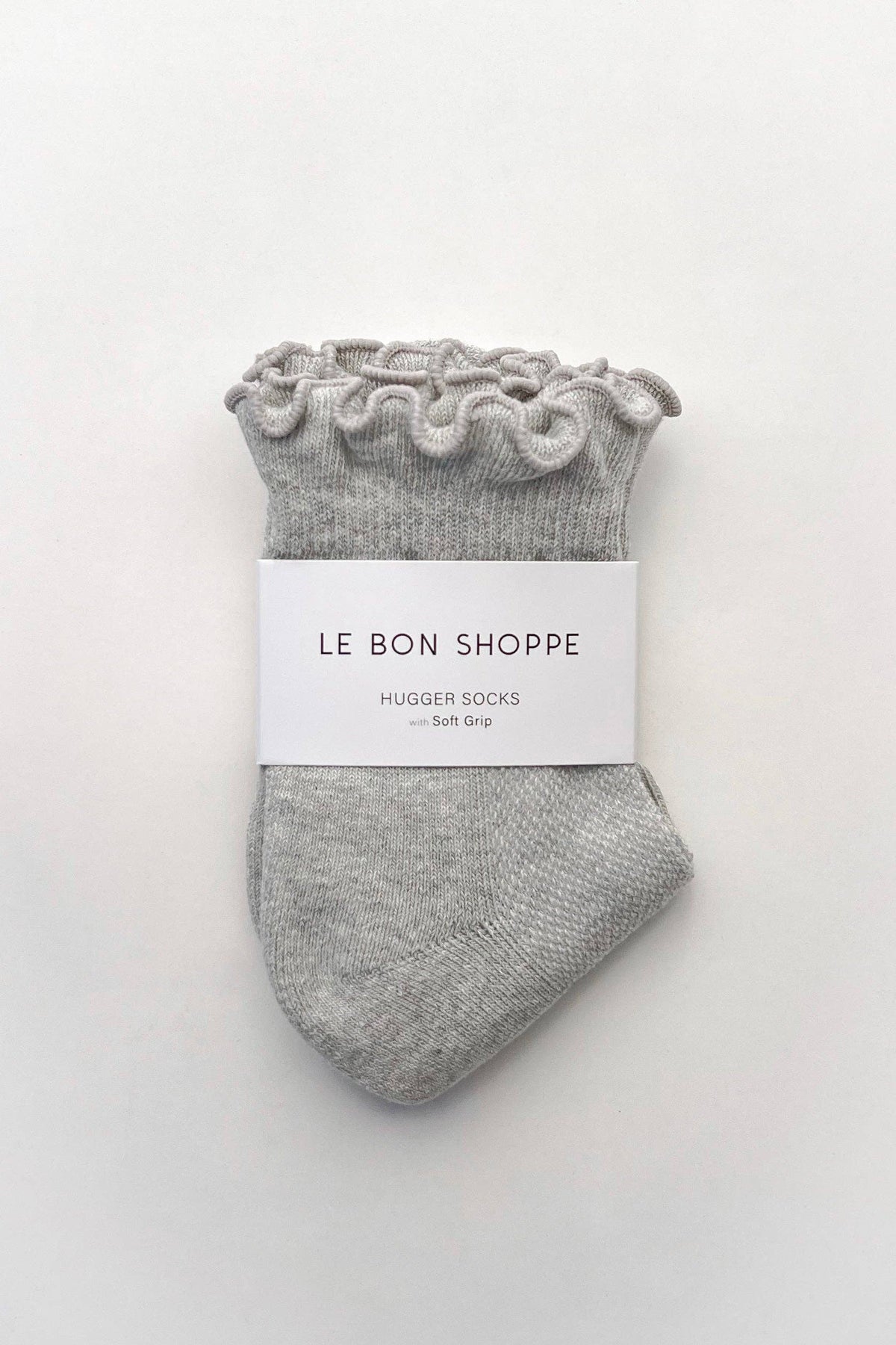 Ruffled Hugger Crew Socks GREY / RED
