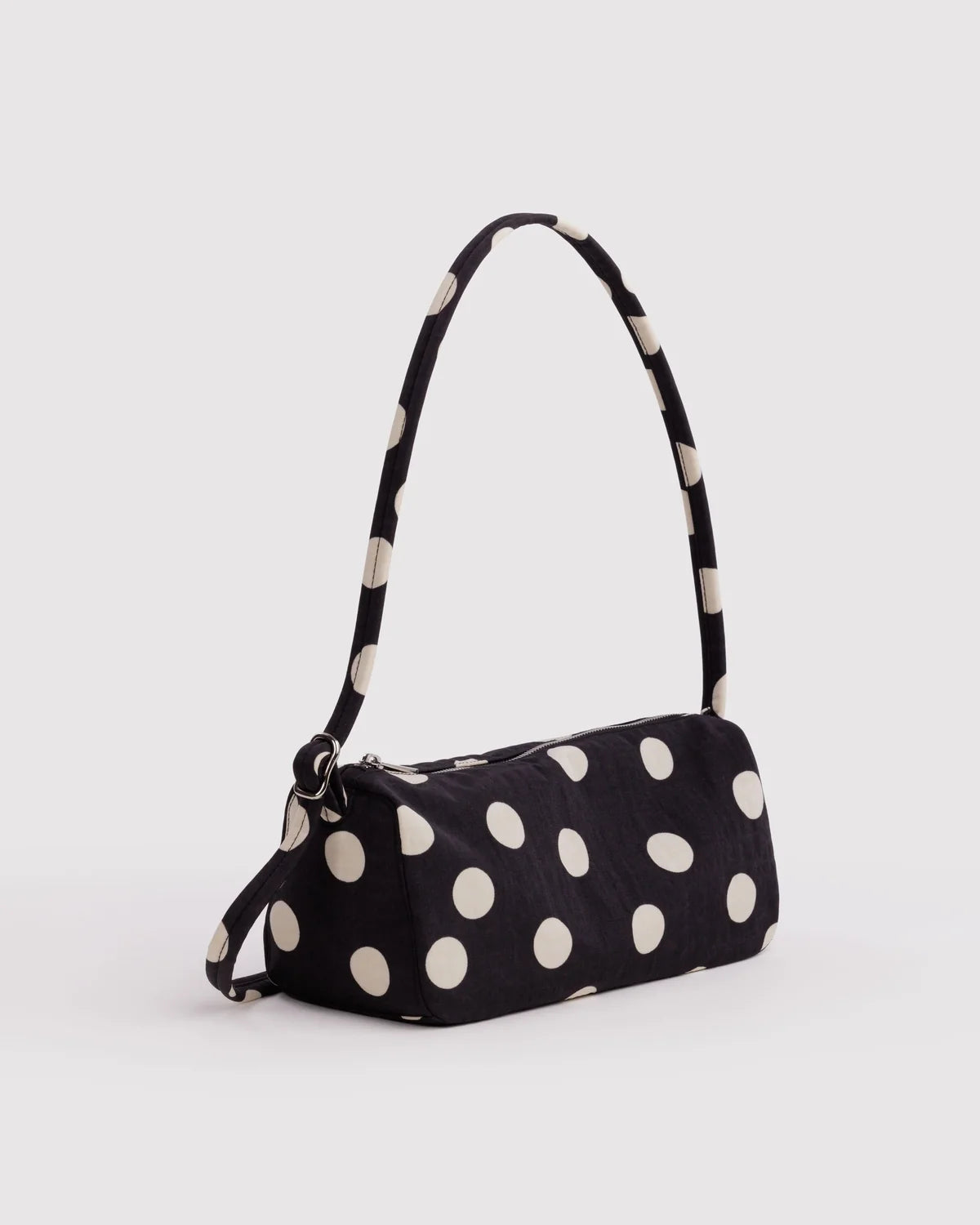 Nylon Loaf Bag - Black and Cream Polka Dot