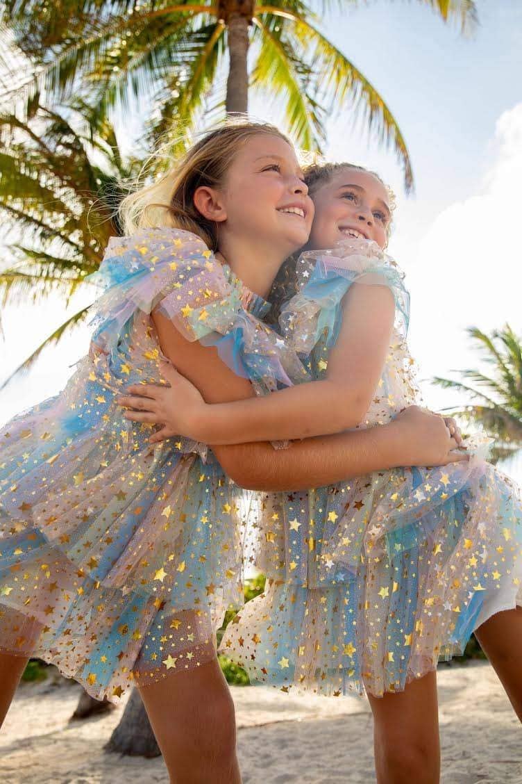 Girls Pastel Star Chiffon Party Dress by Lola and the Boys