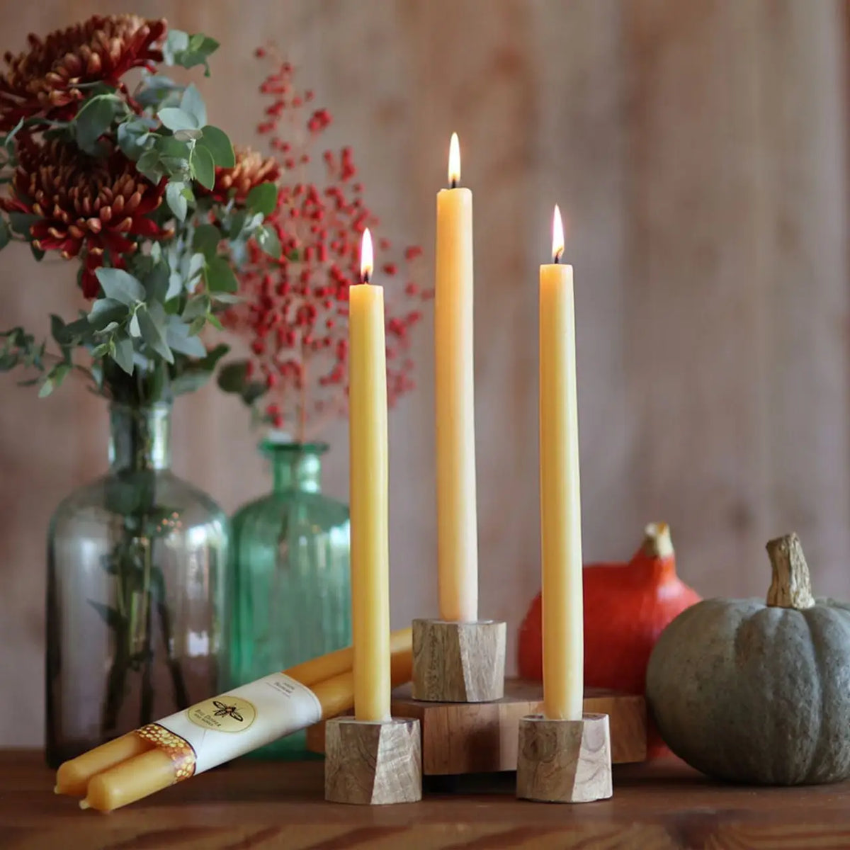 100% Pure Beeswax Tapers - Several Colors