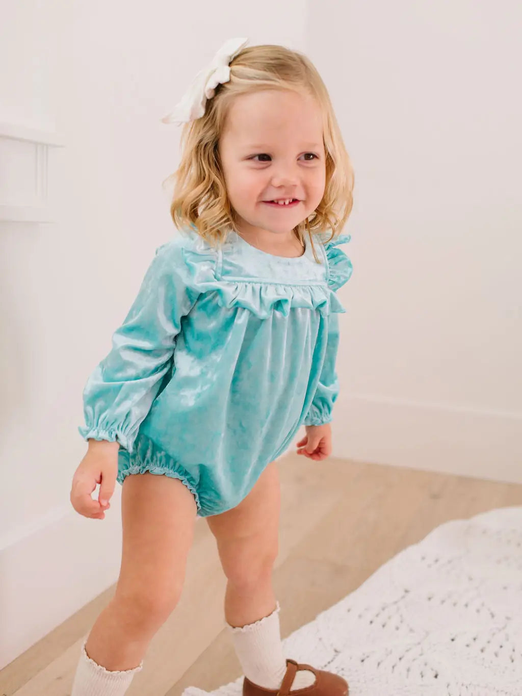 Hayley Romper in Crushed Mint Velvet