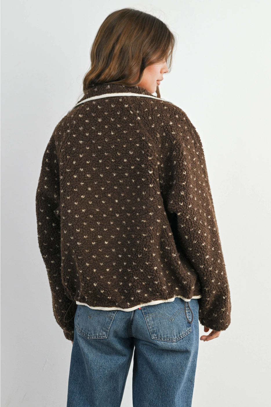 High Pile Fleece Puffer Jacket - Brown/Taupe
