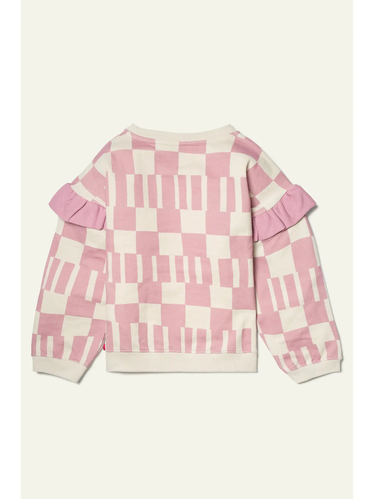 Recycled Cotton Pink Block Ruffled Sweatshirt