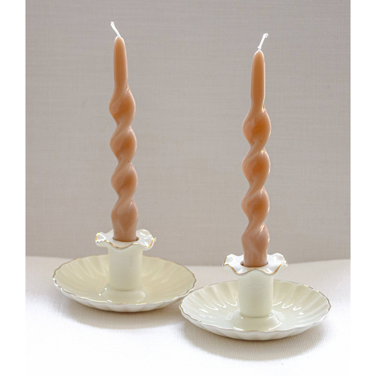 Gilded Cream Candle Holder