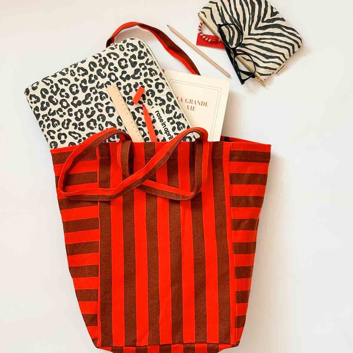 Elisabeth Tote Bag - Brown/Tomato