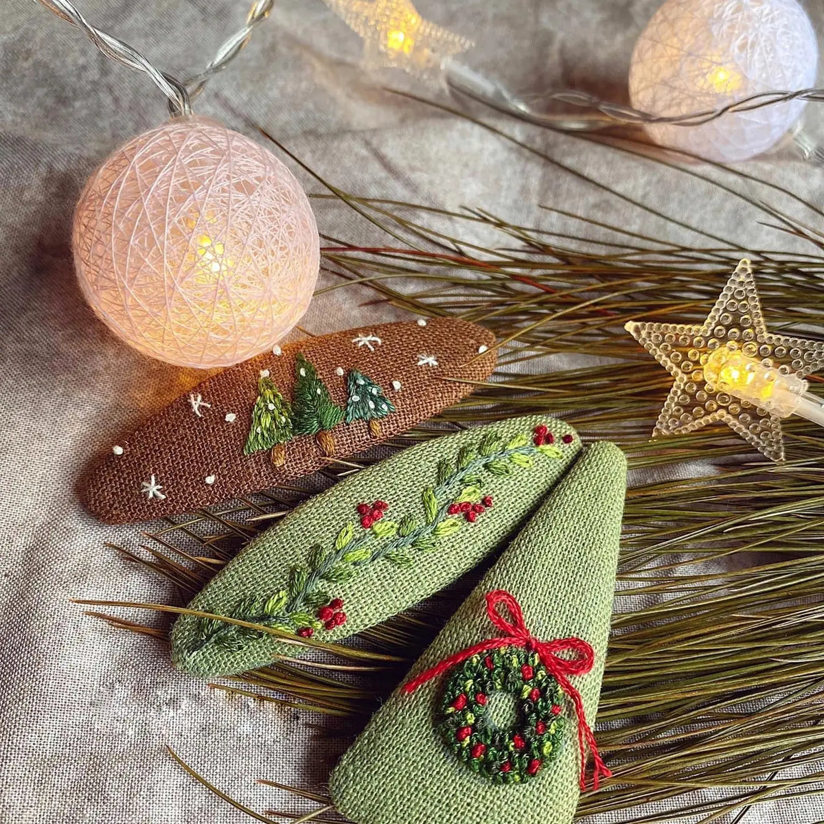 Embroidered Holiday Hair Barrettes - Several Styles