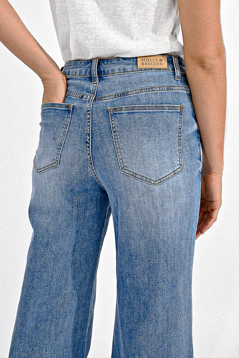 Hight Waisted Wide Leg Jeans - Blue Denim