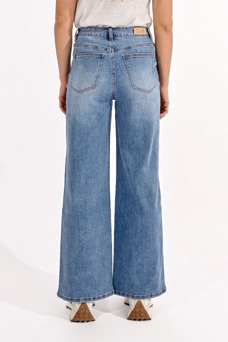 Hight Waisted Wide Leg Jeans - Blue Denim
