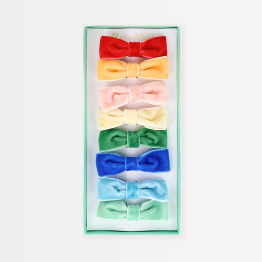Pastel Velvet Mini Bow Clips