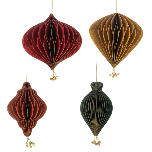 Honeycomb Drop w/Jingle Bell Ornaments - Several Sizes