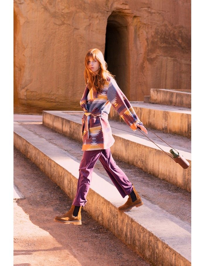 Patterned Coat with Belt