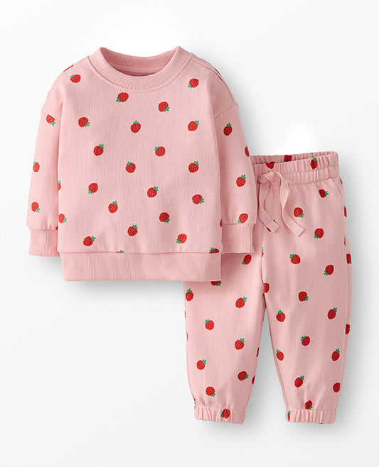 French Terry Top and Pant Set - Strawberries