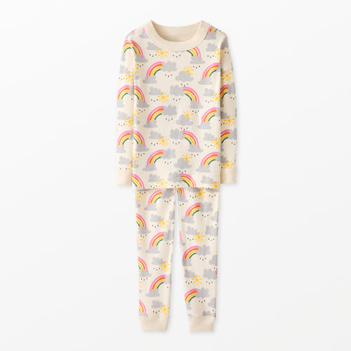 Kids Long John Pajama Set - Rainbows