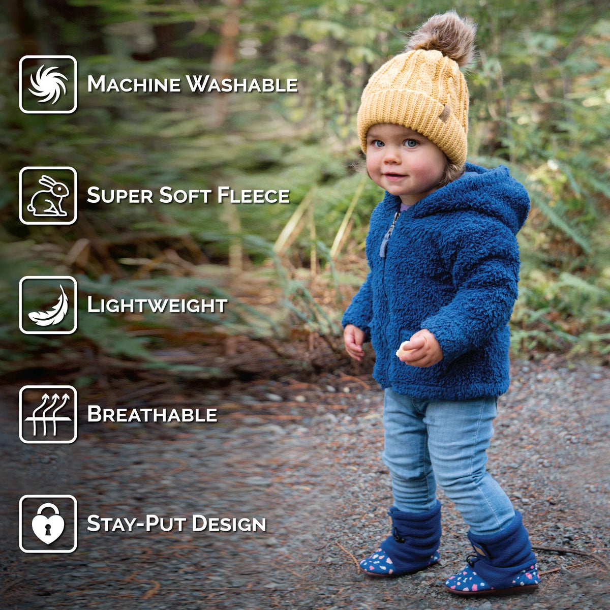 Baby Stay-Put Cozy Booties | Navy