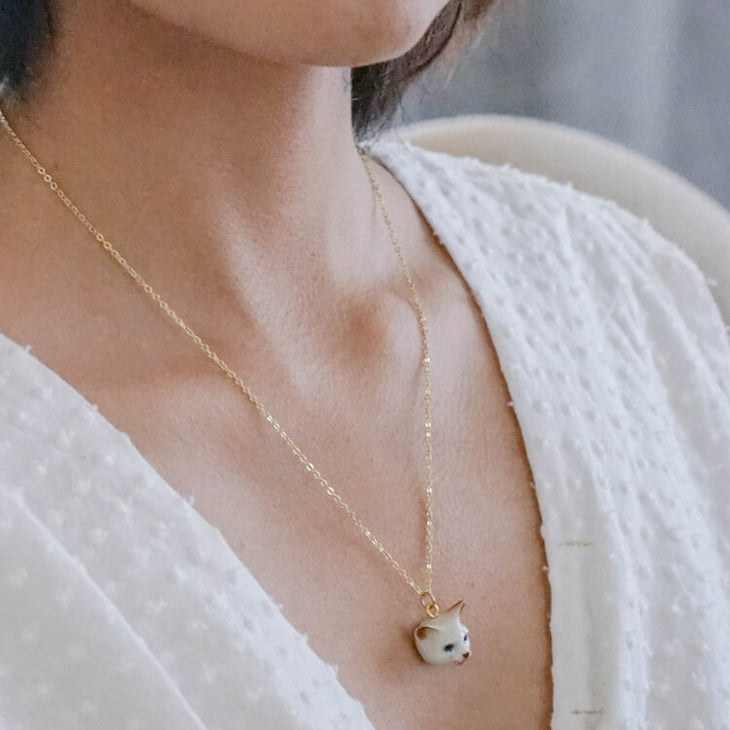 Tiny George Cat Head Necklace